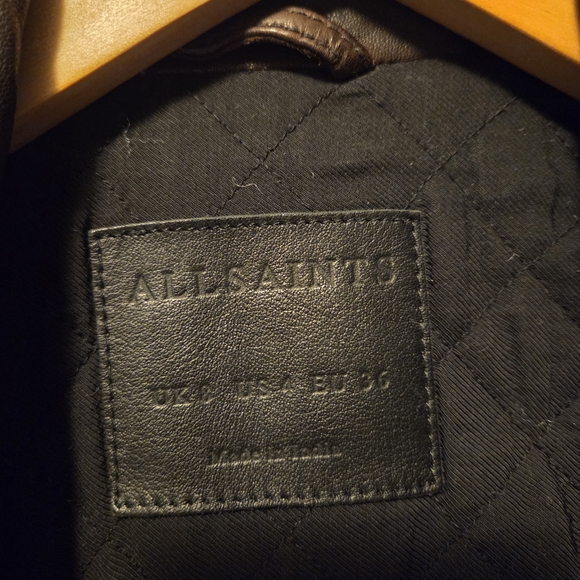 All Saints Dark Brown Leather Jacket - Picture 8 of 8